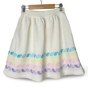 VTG Japanese Harajuku Style Colorful Pastel Paisley Knit Twee Tutu Mini Skirt S